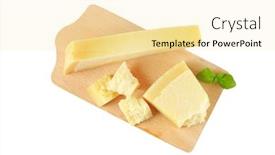  Presentation with cheese plate parmesan cheddar gouda - Beautiful PPT layouts featuring pieces of parmesan cheese on wooden cutting board backdrop and a blonde colored foreground