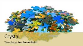  Presentation with circle puzzle pieces - Theme enhanced with pieces of puzzle isolated background and a yellow colored foreground