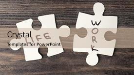  Presentation with self - Slide set having self focused - pieces of puzzle with words background and a mint green colored foreground