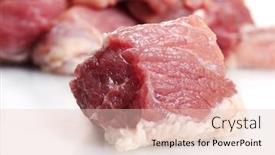  Presentation with raw meat - Cool new slides with pieces of raw meat isolated on white backdrop and a lemonade colored foreground