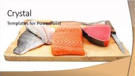  Presentation with fish tuna - Amazing PPT theme having pieces of salmon red tuna backdrop and a white colored foreground
