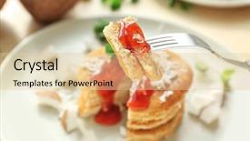  Presentation with non dairy vegan coconut milk - PPT theme featuring pieces of tasty coconut pancakes background and a lemonade colored foreground