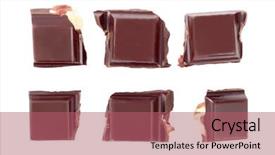  Presentation with chocolate nuts - Presentation theme enhanced with pieces on nuts chocolate isolated on white background background and a coral colored foreground