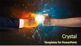  Presentation with fire fighting - Colorful slide set enhanced with pieces with fire and water backdrop and a wine colored foreground