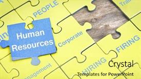  Presentation with human resources puzzle - Audience pleasing presentation consisting of pieces with word human resources backdrop and a blonde colored foreground