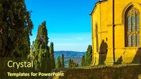  Presentation with humanity - Audience pleasing theme consisting of pienza-is-an-ideal-city backdrop and a tawny brown colored foreground