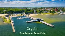  Presentation with puck - PPT theme having pier-and-beach-in-puck background and a ocean colored foreground