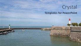  Presentation with light - PPT layouts having pier-and-light-house background and a light blue colored foreground