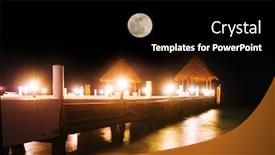  Presentation with resort - Audience pleasing presentation theme consisting of pier-at-night-in-tropical backdrop and a black colored foreground