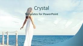  Presentation with healthy - Theme having pier at summer vacation resort background and a sky blue colored foreground