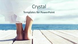  Presentation with resort - PPT theme having pier at summer vacation resort background and a sky blue colored foreground