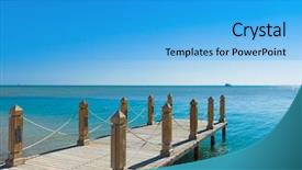  Presentation with peacock blue coloured for corporate - Beautiful PPT theme featuring pier ocean - jetty into the blue backdrop and a cyan colored foreground