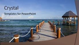  Presentation with dock - Presentation design having pier ocean - wooden dock at the caribbean background and a light blue colored foreground