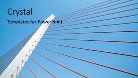  Presentation with suspension bridge - Presentation having pier of a suspension bridge background and a light blue colored foreground