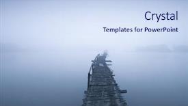  Presentation with fog - Beautiful PPT theme featuring pier on lake at morning with fog backdrop and a sky blue colored foreground