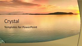  Presentation with sunset - Presentation theme featuring pier on the foreground panorama background and a yellow colored foreground