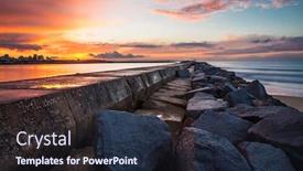  Presentation with old - Amazing PPT theme having pier-to-famous-old-farol backdrop and a wine colored foreground