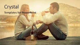  Presentation with romantic - PPT layouts consisting of pier with red wine background and a blonde colored foreground