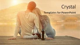  Presentation with romantic - PPT theme featuring pier with red wine background and a lemonade colored foreground