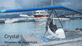  Presentation with polution ships - Colorful theme enhanced with pier with yachts and ship backdrop and a light blue colored foreground