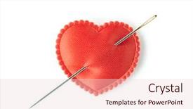  Presentation with needle heart - Colorful slides enhanced with pierced with a sewing needle backdrop and a lemonade colored foreground