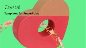  Presentation with romance - PPT layouts enhanced with pierced-wooden-heart-of-love background and a seafoam green colored foreground