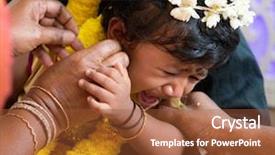  Presentation with baby crying - Presentation theme consisting of piercing ceremony india special ritual background and a red colored foreground