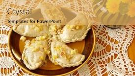  Presentation with food dimsum chinese steamed dumplings - Colorful PPT layouts enhanced with pierogi polish dumplings backdrop and a yellow colored foreground