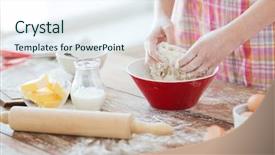  Presentation with cooking - Colorful PPT theme enhanced with cakes pies - cooking and home concept backdrop and a sky blue colored foreground