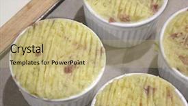  Presentation with pies - PPT layouts enhanced with pies in ramekins pastry free background and a coral colored foreground