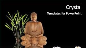  Presentation with lotus flower white water lily - PPT layouts with piety - buddha in meditation in abstract background and a black colored foreground