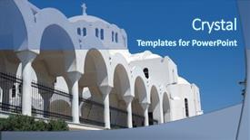  Presentation with greek gods - Colorful PPT layouts enhanced with piety - church on the greek island backdrop and a  colored foreground