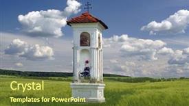  Presentation with bearing cross - Audience pleasing PPT theme consisting of piety - wayside cross into western bohemia backdrop and a tawny brown colored foreground