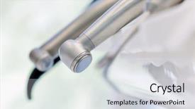  Presentation with dental office - Presentation design consisting of piezo - equipment and dental instruments background and a light gray colored foreground