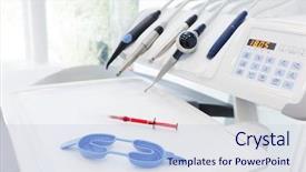  Presentation with dental office - Presentation theme enhanced with piezo - equipment and dental instruments background and a lemonade colored foreground