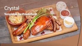  Presentation with pig - PPT theme enhanced with pig chicken - appetizer in the bar background and a coral colored foreground