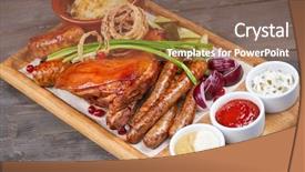  Presentation with appetizer - Slides featuring pig chicken - appetizer in the bar background and a coral colored foreground