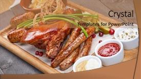  Presentation with pig - Slide deck having pig chicken - appetizer in the bar background and a coral colored foreground