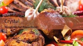  Presentation with barbecue - PPT layouts enhanced with pig chicken - barbecue with sauce and vegetables background and a  colored foreground