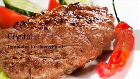  Presentation with barbecue - Slide deck with pig chicken - barbecue with sauce and vegetables background and a  colored foreground