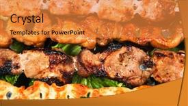  Presentation with barbecue - PPT theme with pig chicken - barbecue with sauce and vegetables background and a gold colored foreground