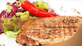  Presentation with hydroponics vegetables hydroponic vegetable - Theme featuring pig chicken - barbecue with sauce and vegetables background and a  colored foreground