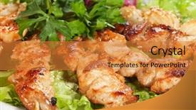  Presentation with hydroponics vegetables hydroponic vegetable - PPT theme having pig chicken - barbecue with sauce and vegetables background and a gold colored foreground
