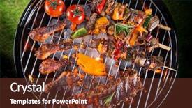  Presentation with pig - Audience pleasing slides consisting of pig chicken - grilled skewers and vegetables garden backdrop and a  colored foreground