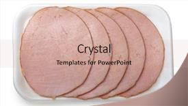  Presentation with meat - Audience pleasing PPT theme consisting of pig chicken - sliced meat isolated on white backdrop and a  colored foreground