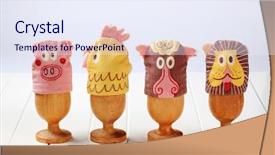  Presentation with funny animal - Amazing PPT layouts having pig cow chicken - funny animal egg cosies backdrop and a sky blue colored foreground