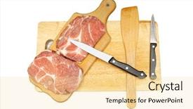  Presentation with meat - PPT layouts featuring pig cow chicken - two pieces of meat background and a blonde colored foreground