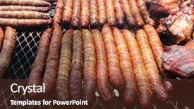  Presentation with bacon - Colorful presentation design enhanced with dog pig - bacon wrapped sausge sausages wrapped backdrop and a tawny brown colored foreground
