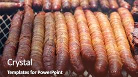  Presentation with bacon - PPT theme having dog pig - bacon wrapped sausge sausages wrapped background and a tawny brown colored foreground