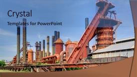  Presentation with factory insurance - Beautiful presentation theme featuring pig iron - old ironworks factory backdrop and a teal colored foreground